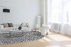 Oval rug - Leopard (black/white)