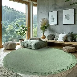 Round rug - Alba Natural Cotton Shaggy (light green)