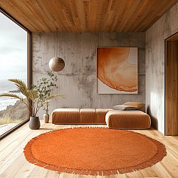 Round rug - Alba Natural Cotton Shaggy (orange)