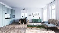Wilton rug - Padova (green/white/orange)