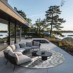 Round rug - Indoor/Outdoor Trenton (white/blue)