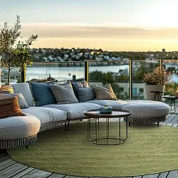 Round jute rug - Amasia (olive)