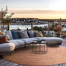 Round jute rug - Amasia (tan)