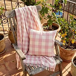 Throws - Isela check cotton throw (cream/pink)