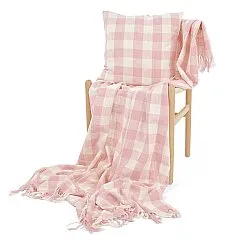 Throws - Isela check cotton throw (cream/pink)