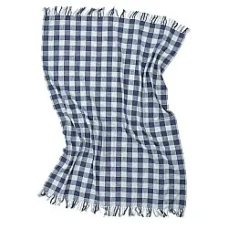 Throws - Isela check cotton throw (navy/light blue)