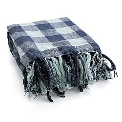 Throws - Isela check cotton throw (navy/light blue)