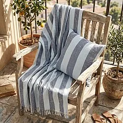 Cushion cover - Kora stripe cotton cushion cover (navy/light blue)