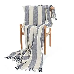 Cushion cover - Kora stripe cotton cushion cover (cream/navy)
