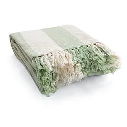 Throws - Kora stripe cotton throw (cream/light green)