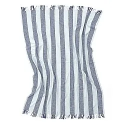 Throws - Kora stripe cotton throw (navy/light blue)