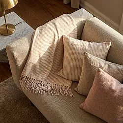 Cushion cover - Rumi stripe cotton cushion cover (cream/pink/light blue)
