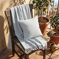 Cushion cover - Rumi stripe cotton cushion cover (light blue/navy/cream)