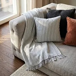 Cushion cover - Rumi stripe cotton cushion cover (light blue/navy/cream)