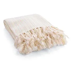 Throws - Rumi stripe cotton throw (cream/pink/light blue)