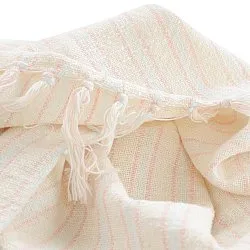 Throws - Rumi stripe cotton throw (cream/pink/light blue)