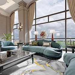 Wilton rug - Manilva (grey/white/gold)