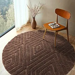 Round rug - Amberley Natural Cotton Shaggy (brown)
