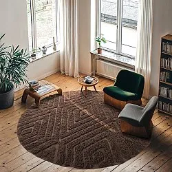 Round rug - Amberley Natural Cotton Shaggy (brown)