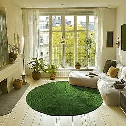Round rug - Amberley Natural Cotton Shaggy (green)