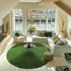 Round rug - Amberley Natural Cotton Shaggy (green)