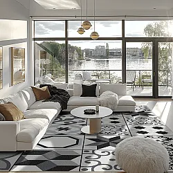 Wilton rug - Avent (beige/black)