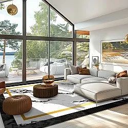 Wilton rug - Avola (black/white/gold)