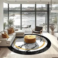 Round rug - Avola (black/white/gold
