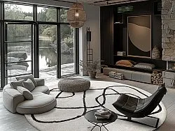Round rug - Bavello Natural Cotton Shaggy (offwhite/black)