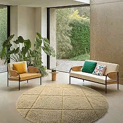Round rug - Bellevue Natural Cotton Shaggy (beige/brown)