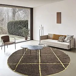 Round rug - Bellevue Natural Cotton Shaggy (brown/yellow)