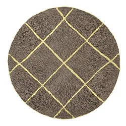 Round rug - Bellevue Natural Cotton Shaggy (brown/yellow)