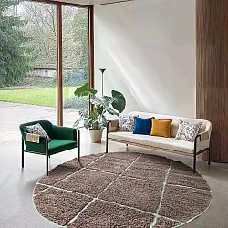 Round rug - Bellevue Natural Cotton Shaggy (taupe/green)