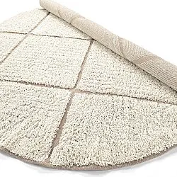 Round rug - Bellevue Natural Cotton Shaggy (off white/beige)