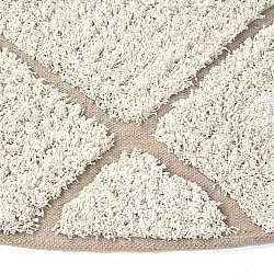 Round rug - Bellevue Natural Cotton Shaggy (off white/beige)