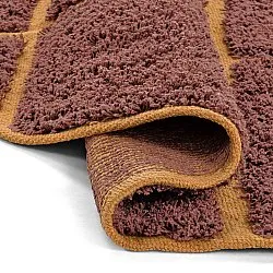 Round rug - Bellevue Natural Cotton Shaggy (red/orange)