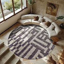 Round rug - Bergamo Natural Cotton Shaggy (grey/white)