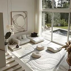 Round rug - Bonnie Natural Cotton Shaggy (offwhite)