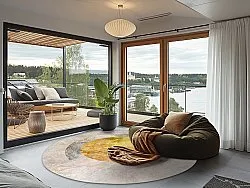 Round rug - Budoni (grey/beige/yellow)