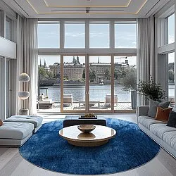 Round rug - Cargese (blue)