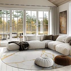 Round rug - Cesina (stone/white/gold)