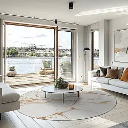 Round rug - Cesina (stone/white/gold)
