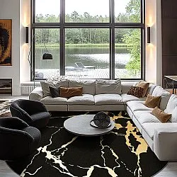 Round rug - Cesina (black/gold)