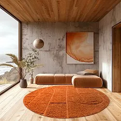 Round rug - Cremona Natural Cotton Shaggy (orange)
