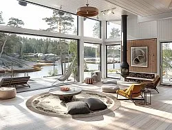 Round rug - Delpha (beige/multi)