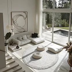 Round rug - Ebba Natural Cotton Shaggy (offwhite)