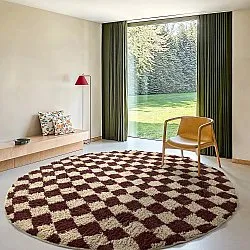 Round rug - Elsey Natural Cotton Shaggy (beige/brown)