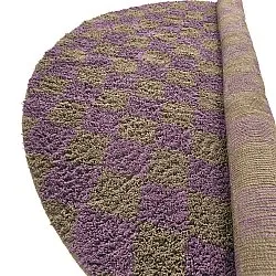 Round rug - Elsey Natural Cotton Shaggy (brown/purple)