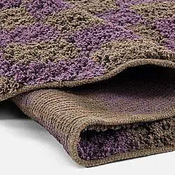 Round rug - Elsey Natural Cotton Shaggy (brown/purple)