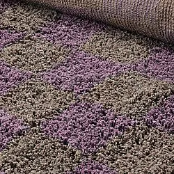 Round rug - Elsey Natural Cotton Shaggy (brown/purple)